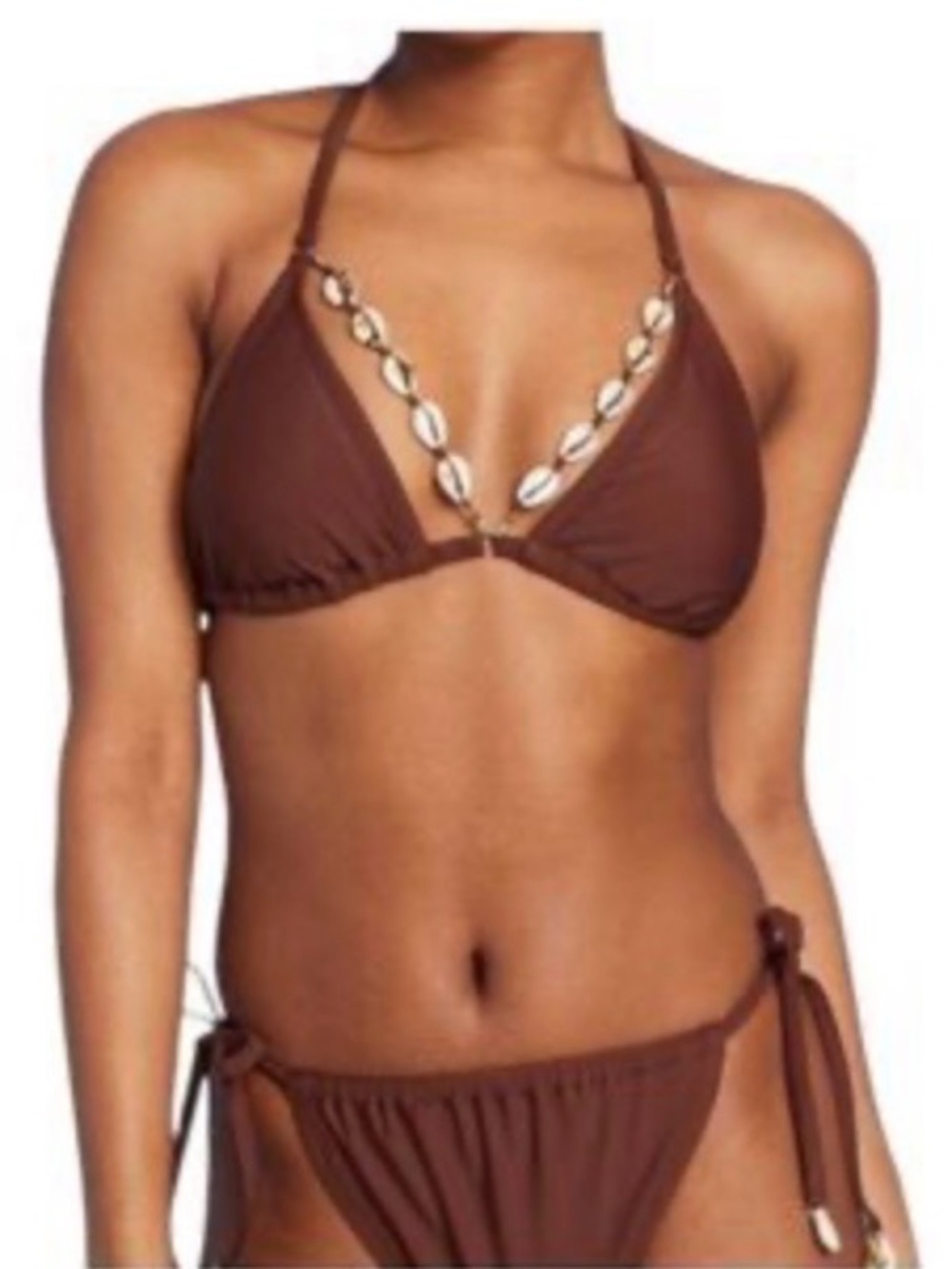 Wild Fable Brown Bikini with shell accents Beach Resortwear Tropical 2 piece
